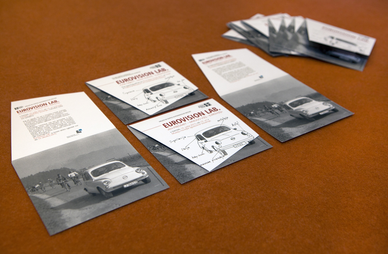 EMEE printed flyer. A folding A5 flyer with a nice sketch of the iconic car of Yugoslavia.