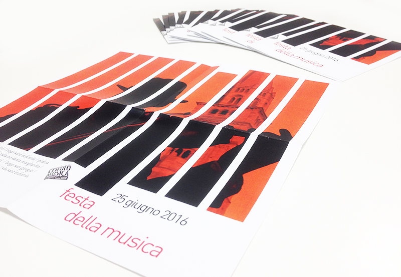 Festa della Musica 2016, foldable flyer design.